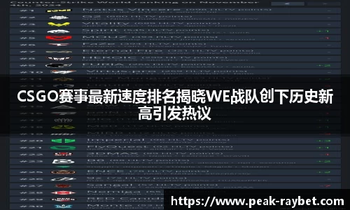 CSGO赛事最新速度排名揭晓WE战队创下历史新高引发热议